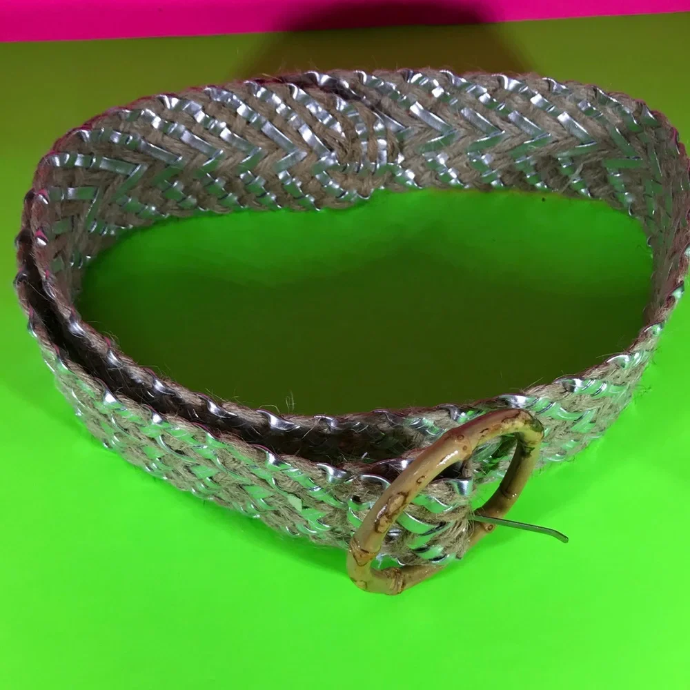 Metallic Silver Braided Vintage Deadstock Belt